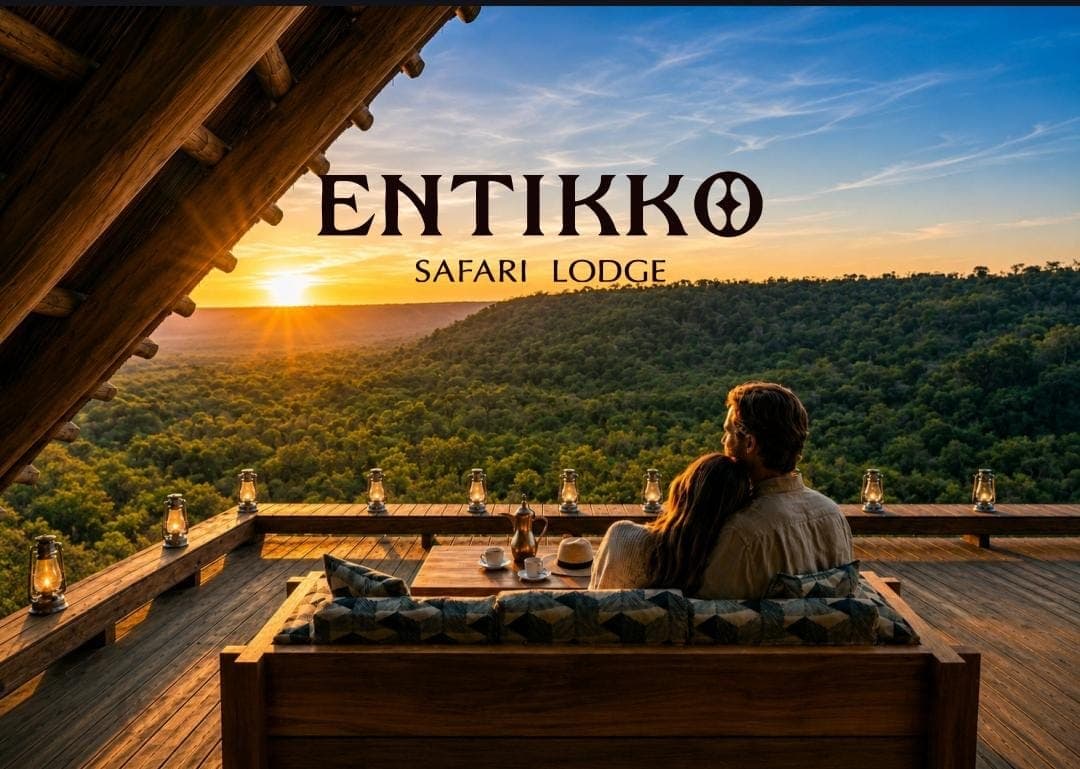 The view from the deck at Entikko Safari Lodge as the day closes