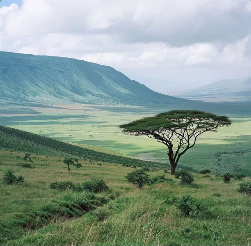 The land drops away — Rift Valley country on the road to the Mara