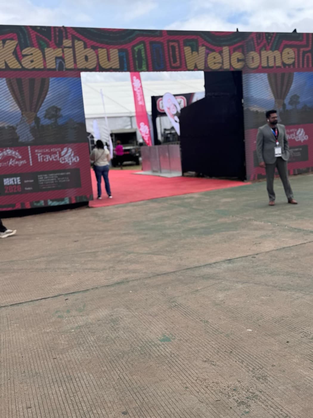 Karibu — the welcome arch at the entrance to the grounds
