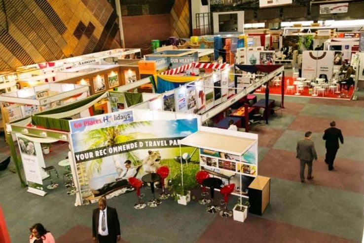 Exhibitor stands along one of the aisles